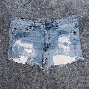 American Eagle Outfitters Distressed Light Blue Jean Shorts